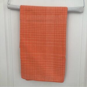 Orange Salmon Checkered Kitchen Tablecloth Vintage Cotton Table Outdoor Fun